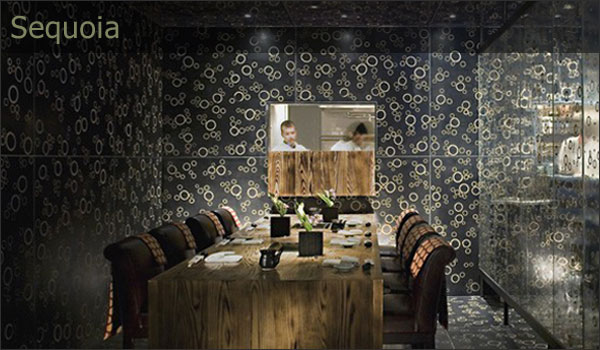 A dining area encased in Bamboo Rings and Black Bamboo Rings.